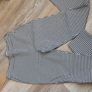 Sezane Clara Houndstooth Print 7/8 Pants Black/Ecru Size 40